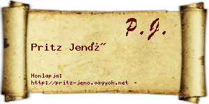 Pritz Jenő névjegykártya